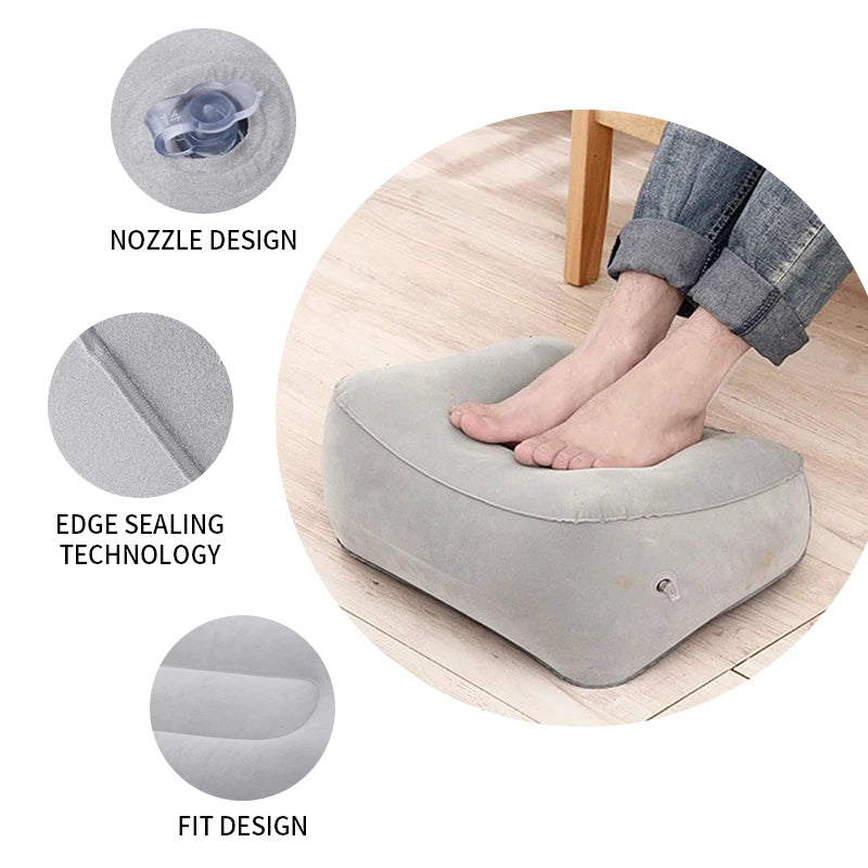 Useful Inflatable Portable Travel Footrest Pillow Folding Air Cushion Plane Train Bed Foot Rest Pad PVC For Travel Massage Car