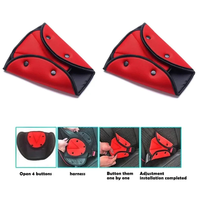 Universal Car Safe Seat Belt Cover Soft Adjustable Triangle Safety Seat Belt Pad Clips Protection Car Anti-Neck Neck for Kids