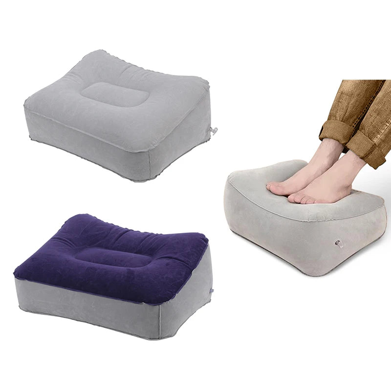 Useful Inflatable Portable Travel Footrest Pillow Folding Air Cushion Plane Train Bed Foot Rest Pad PVC For Travel Massage Car