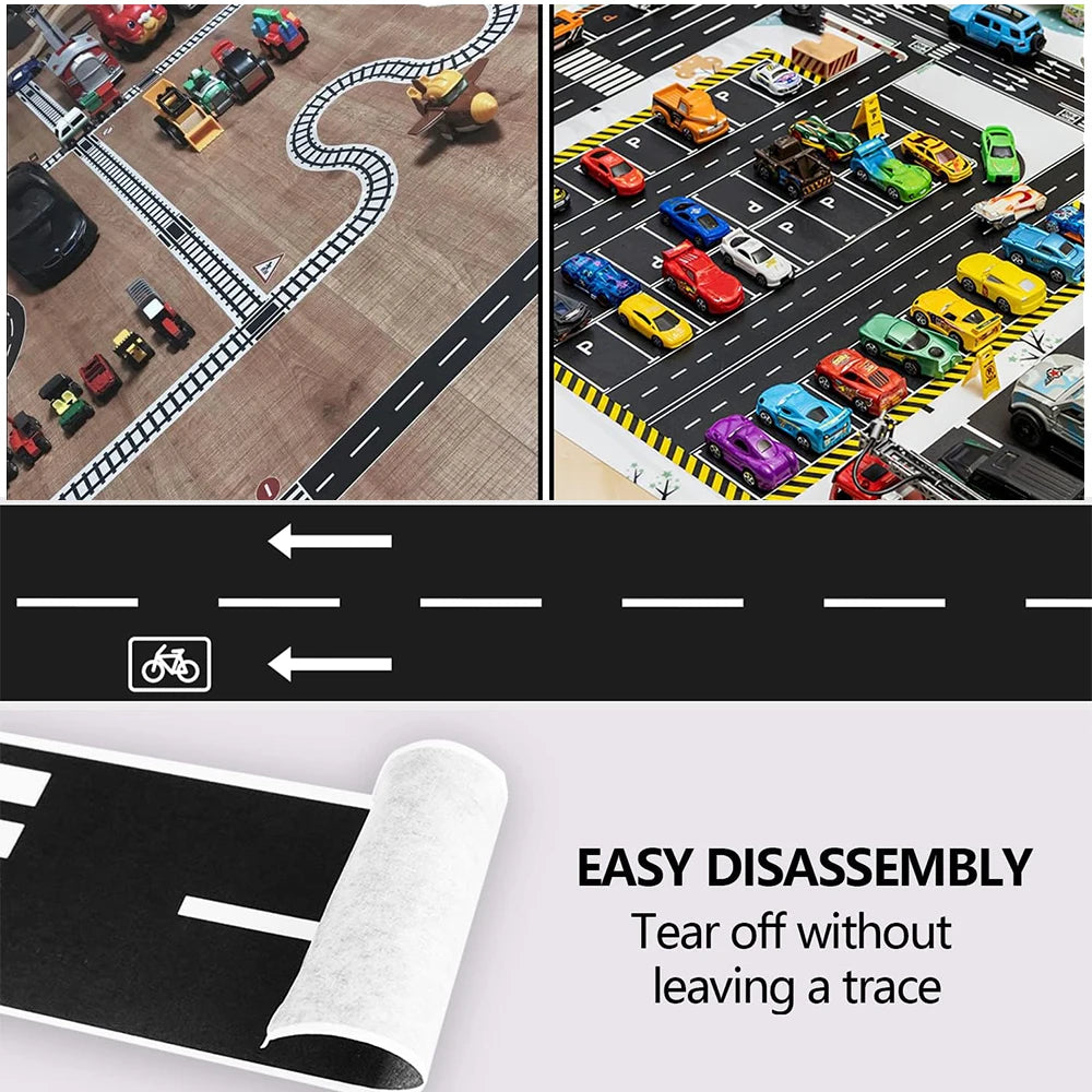 5m/10m Railway Train Road Paper Washi Tape DIY Removable Creative Traffic Sticker Tapes Kids Race Birthday Party Decoration Toys